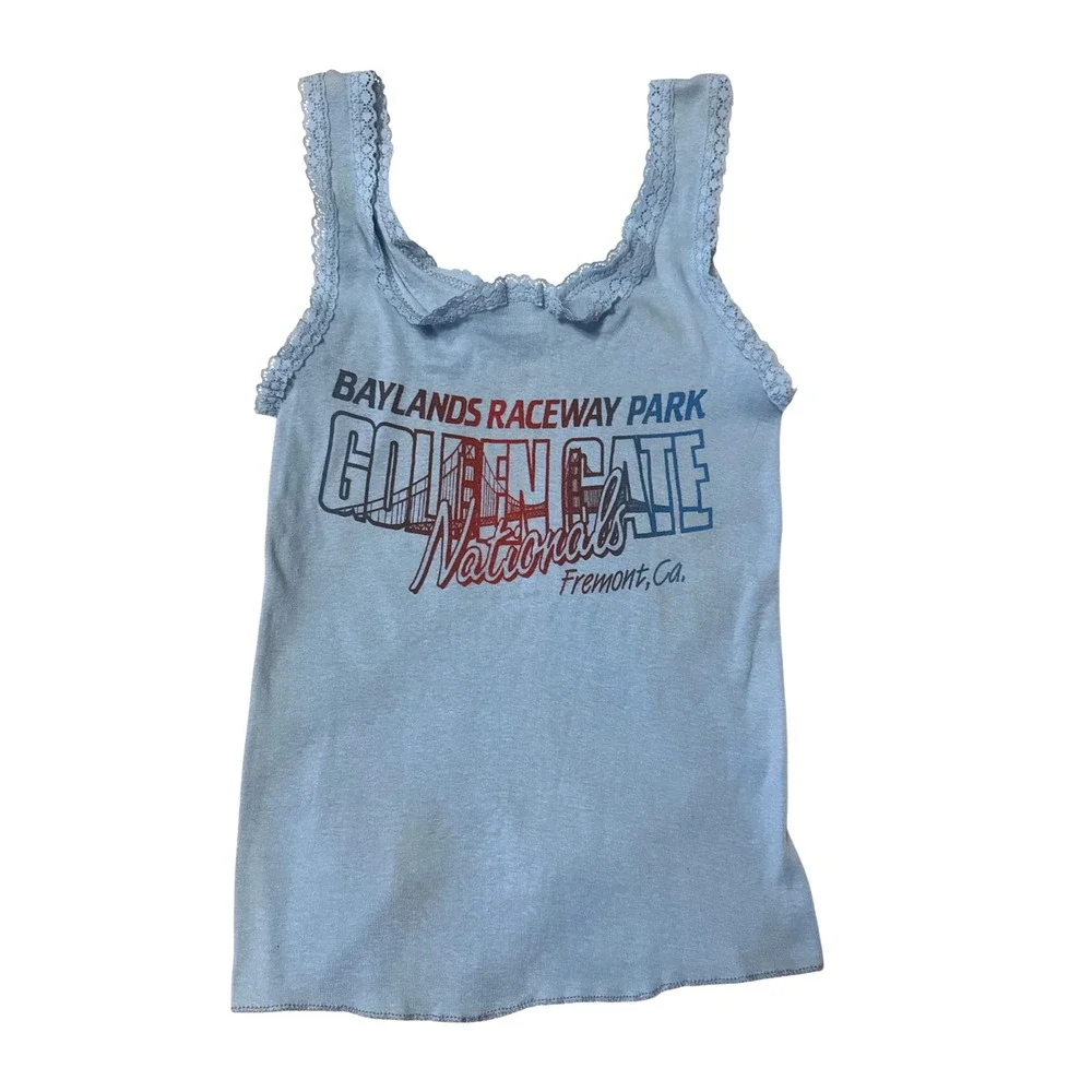 Vtg 1986 Baylands Raceway Golden Gate Nationals Screen Stars Tank Top M L XL NOS - Picture 3 of 5